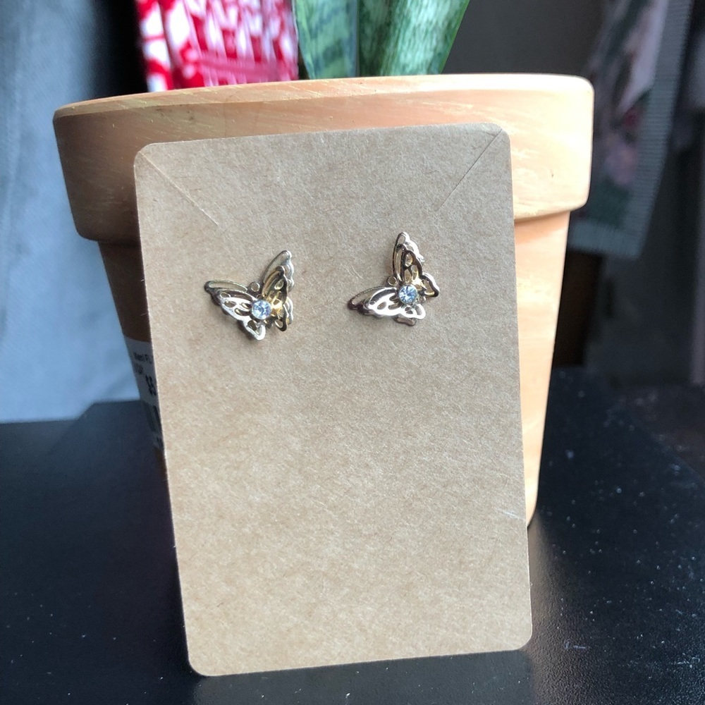 3/$14 - Gold Butterfly-Shaped Stud Earrings